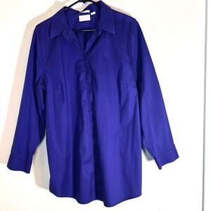 Chicos Women’s Button Down Blouse Sz Large Purple Normcore Office Corpcore